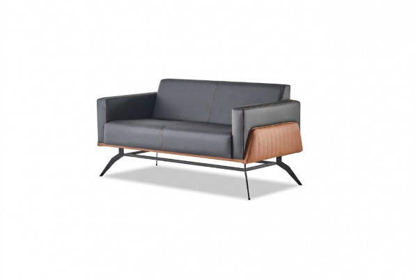 Couch Schwaarz Brong Canapé 2-Sëtz Liederkanapé Modern Edelstol Lieder Holz