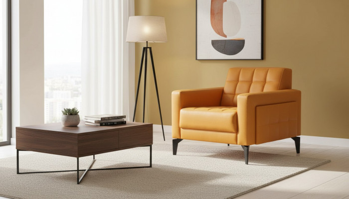 Chesterfield Leedersëtz Fauteuil Modern Mëll Lieder Edelstol Holz Äermleen