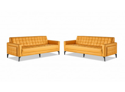 Sofa-Set Giel 3-Sëtz Sofasen Chesterfield Ledersofasen Modern Lieder Edestol