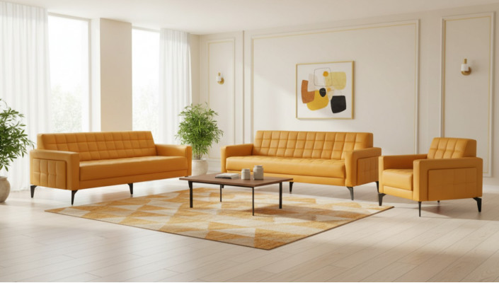 Komplett Set Sofas Modern Ledersofas 3-Sëtzer Sessel Couch Lieder Edelstol
