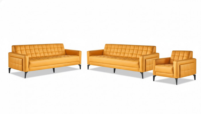 Komplett Set Sofas Modern Ledersofas 3-Sëtzer Sessel Couch Lieder Edelstol