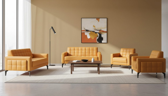 Sëtzmiwwel Chesterfield Giel 2-Sëtz Still Lieder Sofas Modern Edelstol