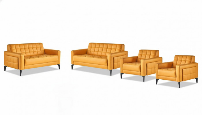 Sëtzmiwwel Chesterfield Giel 2-Sëtz Still Lieder Sofas Modern Edelstol