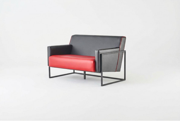 Sofa Rout Schwaarz Lieder-Sofa 2-Sëtzer Edelstol Villfälteg Modern Zweisëtzer
