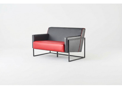 Sofa Rout Schwaarz Lieder-Sofa 2-Sëtzer Edelstol Villfälteg Modern Zweisëtzer