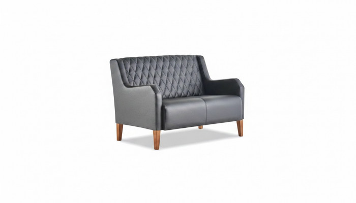 Canapé schwaarz 2-Sëtzer Couch Lieder Modern Zweisëtzeg Liederkanapé Holz Mëll