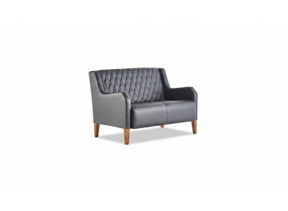 Canapé schwaarz 2-Sëtzer Couch Lieder Modern Zweisëtzeg Liederkanapé Holz Mëll