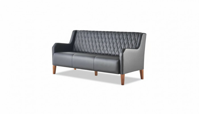 Liederdivan Sofa 3-Sëtzer Schwaarz Sëtzmiwwel Modern Lieder Holz Dräisëtzeg