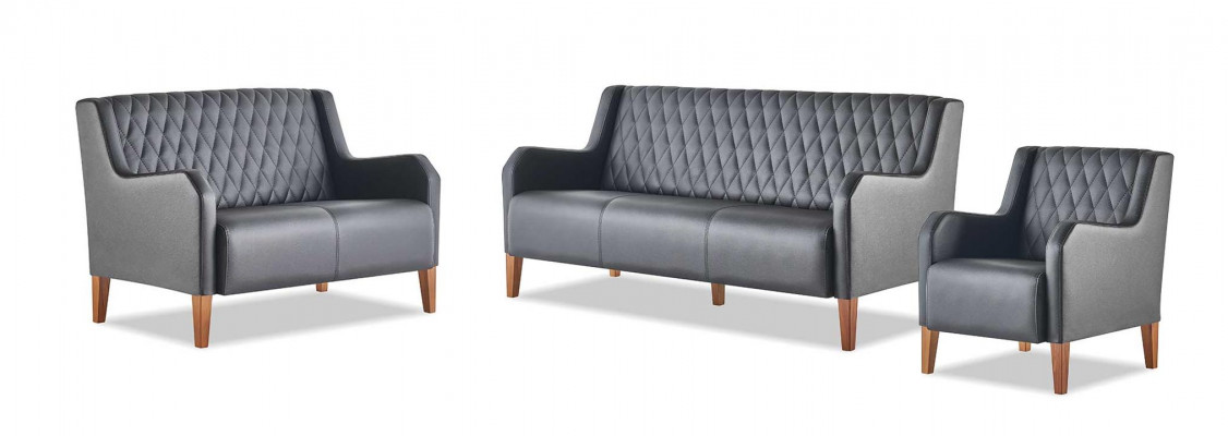 Komplett-Set 3-Sëtzer 2-Sëtzer Fauschtull Schwaarz Sofa-Set Modern Sofen