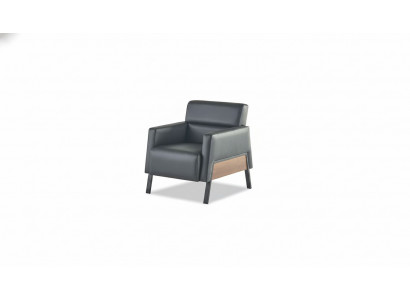 Schwaarze moderne Fauteuil 1-Sëtzer Büro Wunnzëmmer Lederfauteuil Méihell.