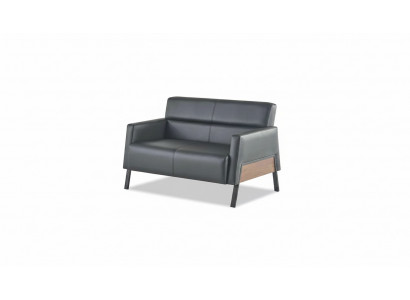 Schwaarze Sofa 2-Sëtzer Lieder-Sofa Modern Canapé Lieder Edelstol Zweesëtzeg