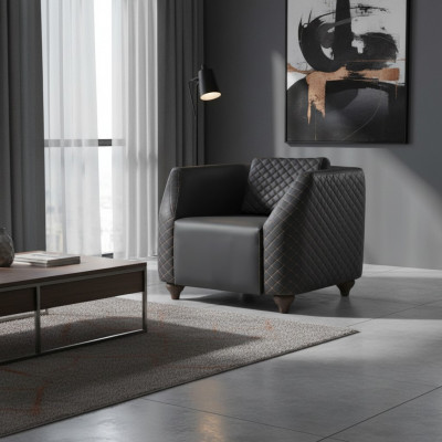 Schwaarze Fauteuil modernen Polstersëtz Liederkëscht 1-Sëtz Holz