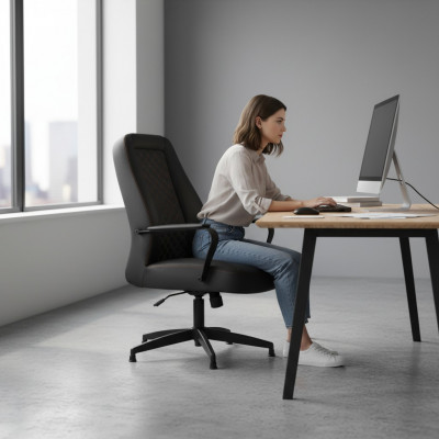 Liederessel Schwaarz Bürostill Modern Aarbechtszëmmer Büro Sessel Lieder