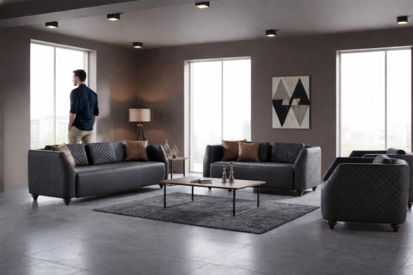 Canapé-Sätz 3-Plaz 2-Plaz Sesselschwaarz Ledersofa Polstersofa Couch