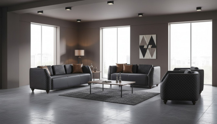 Canapé-Sätz 3-Plaz 2-Plaz Sesselschwaarz Ledersofa Polstersofa Couch