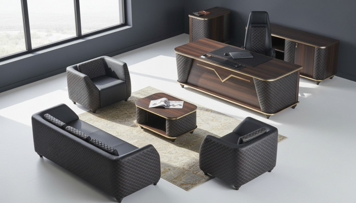 Schreibtisch Komplett Bürosdësch Kommode Sofas Büro Miwwelen Holz