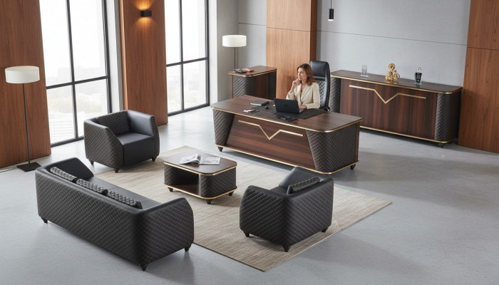 Aarbechtszëmmer Set Komplett Schreifdësch Sideboard Still Ariichtung Büro