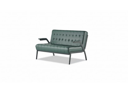 Chesterfield Gréng Sofa 2-Sëtzer Liederdivan Modern Canapé Lieder Nëtzstahl