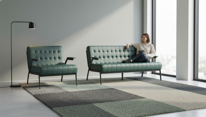 Chesterfield Lieder Set 3-Sëtzer 2-Sëtzer Gréng Lieder-Sofas Modern Holz