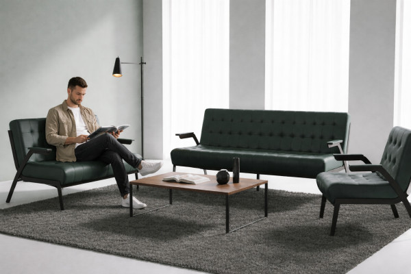 Komplett-Set Gréng 3-Sëtzer 2-Sëtzer Fauteuil Modern Chesterfield Lieder
