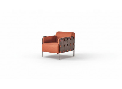 Lehnsessel Aarmstull Orange Stoff Modern Lieder Stoff 1-Sëtzer Mëll