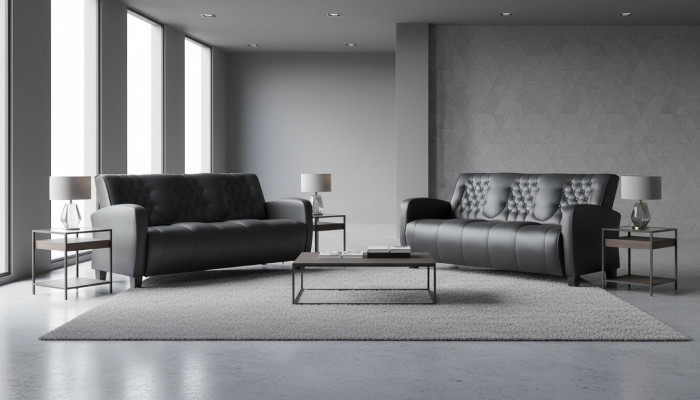 Chesterfield Canapé 3-Sëtzer Sofa Set Modern Lieder-Sofas Holz Knäppercher