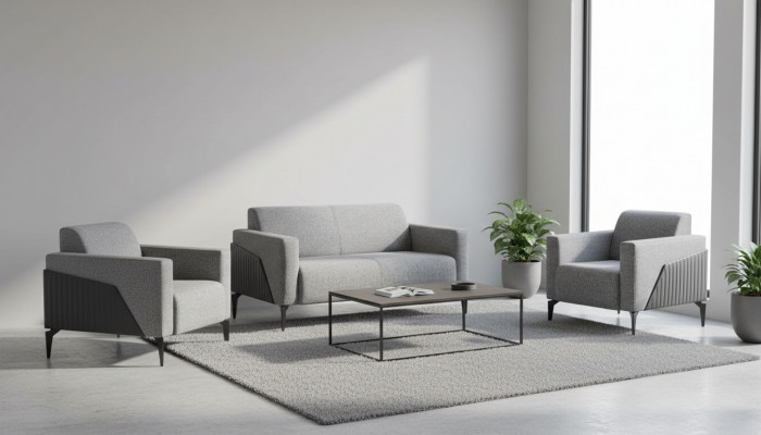 Sofa-Set Grey Sofas Fauteuils Edelstol Sofa-Set 2-Sëtzer Fauteuil