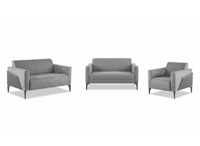 Sofa-Set Grey Sofas Fauteuils Edelstol Sofa-Set 2-Sëtzer Fauteuil