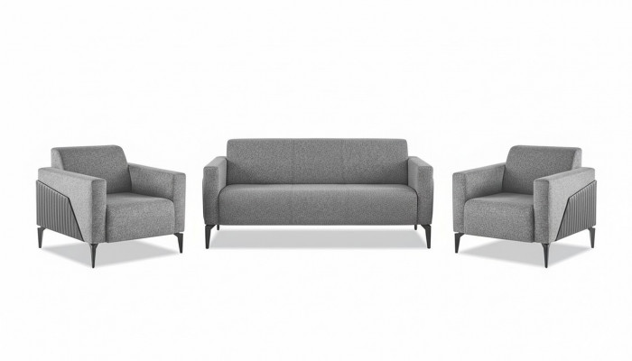 Komplett Set 3-Sëtzer 2-Sëtzer Fotell Gro Lieder Modern Textil Couch