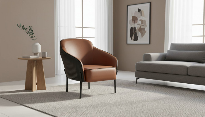 Brau-Schwaarz Fauteuil Modern Lieder Edelstol 1-Sëtzer Mëll.