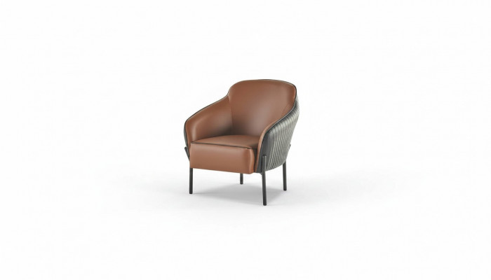 Brau-Schwaarz Fauteuil Modern Lieder Edelstol 1-Sëtzer Mëll.