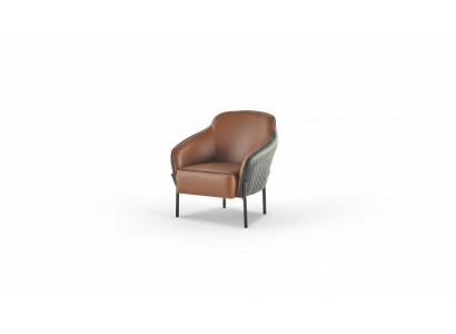 Brau-Schwaarz Fauteuil Modern Lieder Edelstol 1-Sëtzer Mëll.