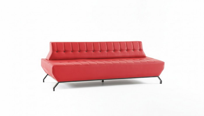 Couch Art Deco Design Rout 3-Sëtzer Sofa Sëtzmiwwel Chesterfield Knäppercher