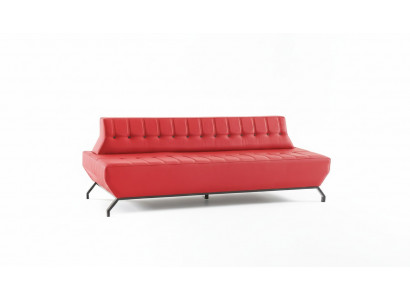 Couch Art Deco Design Rout 3-Sëtzer Sofa Sëtzmiwwel Chesterfield Knäppercher