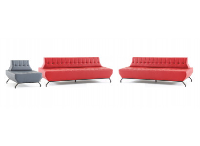 Sofa-Set Rout 3-Sëtzer Gro Sessel Art Deco Sofae Chesterfield Couch Lieder