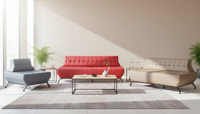 Komplett Sofa-Set Rout 3-Sëtzer Beige 2-Sëtzer Gro Sessel Art Deco Lieder