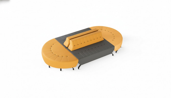 Oval Canapé Grouss Aarbechtszëmmer Foyer Art Deco Lieder Giel Gro Liederkanapee