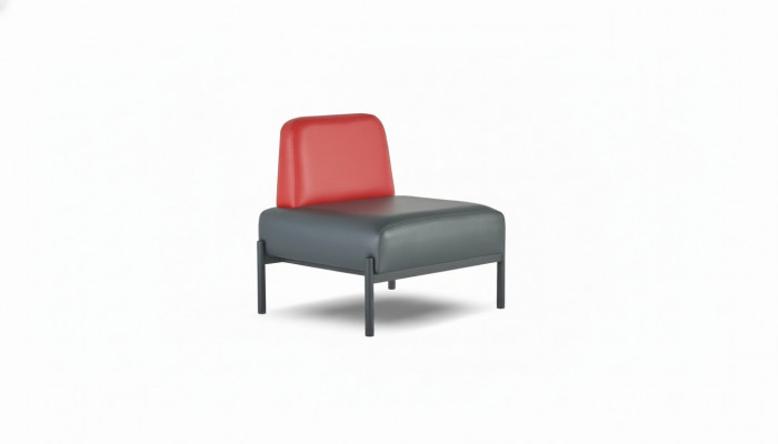 Schwaarz Rout Lieder Sofa Flur Diele Art Deco Lieder Sessel Edelstol 1-Sëtzer