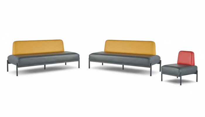 Luedersofaen Giel Rout Art Deco Edelstol 3-Sëtzer Fauteuil Schwaarz Lieder Set
