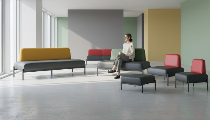 Sëtzmöbel 3-Platzer 2-Platzer Fauteuil Hocker Schwaarz Giel Gréng Rout Couch
