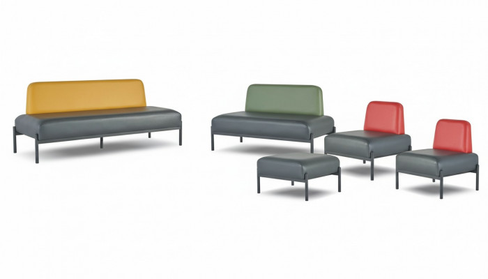 Sëtzmöbel 3-Platzer 2-Platzer Fauteuil Hocker Schwaarz Giel Gréng Rout Couch