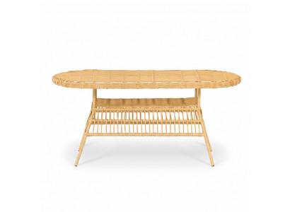 Hochwertiges Esstisch Rattan GartenMöbel Terrasse Balkon Luxus Design Beige