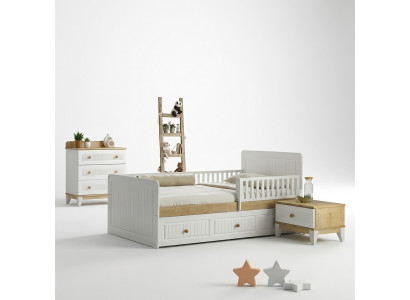 Bett + Nachttisch Schlafzimmer Jugendzimmer Kinderzimmer Set Möbel Schwarz 2tlg.