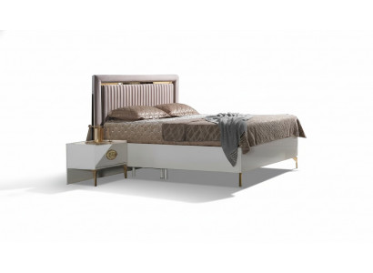 Schlafzimmer Set Bett + 2x Nachttische Bettset modernes Beige Möbel Set 3tlg.