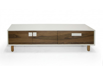 Stilvoller beiger TV-Ständer Designer Holz-Lowboard mit Schubladen elegant
