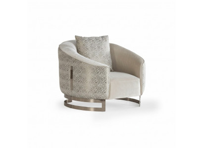 Designer Sessel Polstersessel Stuhl Mit Kissen Beige Gold Edelstahl Luxus