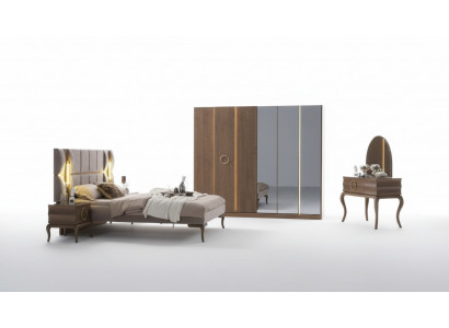 Schlafzimmer Bett Nachttische Schminktisch Kleiderschrank Beleuchtung 6tlg.
