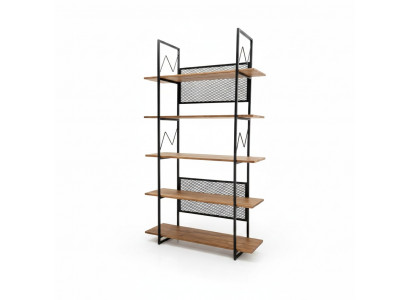 Bücherregal Bücher Regal Standregal Schrank Holz + Metall Mit 5 Etagen