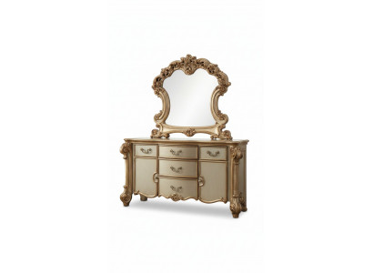 Schminktisch mit Spiegel Gold Design Luxus Möbel Antik Barockstil