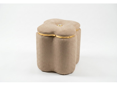 Beiger Holz-Textil Pouf modern Elegant Sitz- und Fußhocker